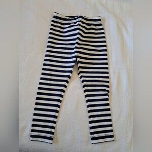 Hanna Andersson girls size 90 or 3T blue & white stripped pull on leggings VGUC